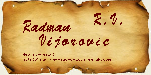 Radman Vijorović vizit kartica